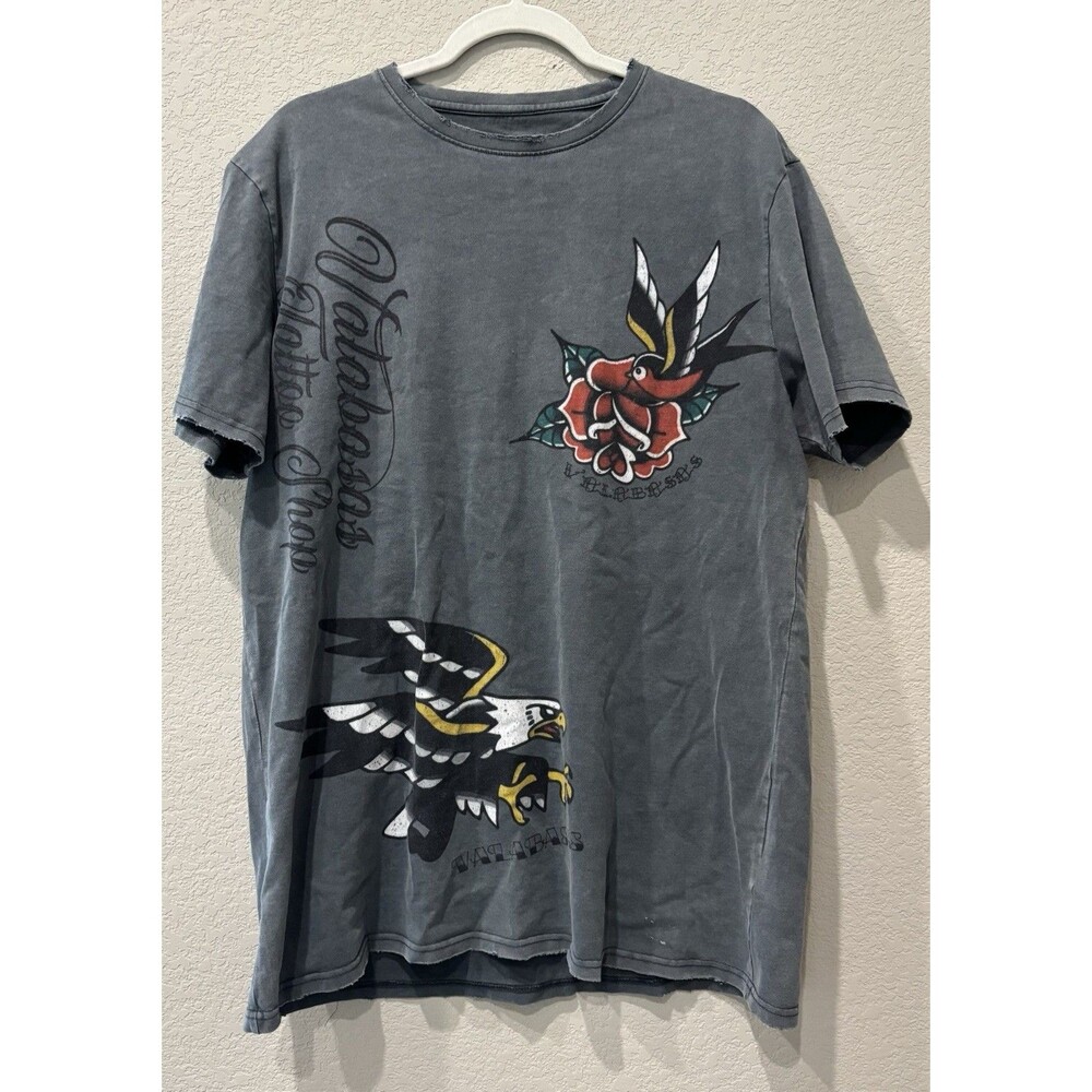 Valabasas Tattoo Shop Graphic Print T Shirt Men’s L 90’s Y2K